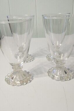 Vintage Anchor Hocking Berwick/Boopie Clear Glass Goblets with Beaded Base